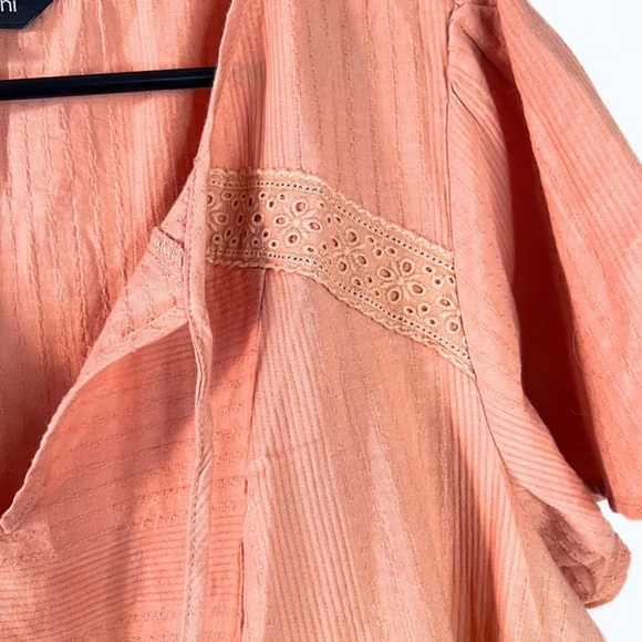 Oversized Baby Doll Coral Short Sleeve Tiered Top Size 2X - Picture 5 of 9